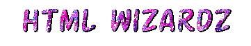 purple glitter text that reads 'html wizards'
