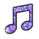 Purple glitter music note emoji GIF