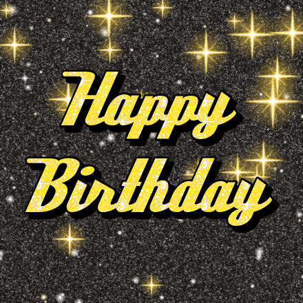 Happy Birthday glitter card 2, sparkly animated GIF