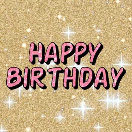 Happy Birthday glitter card 4, sparkly animated GIF