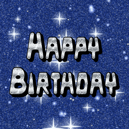 Happy Birthday glitter card 5, sparkly animated GIF