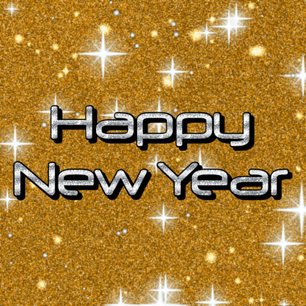 Happy New Year glitter card 2, sparkly animated GIF