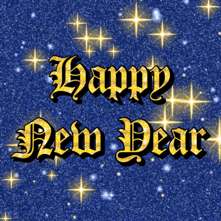 Happy New Year glitter card 3, sparkly animated GIF