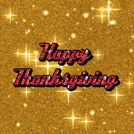 Happy Thanksgiving glitter card 3, sparkly animated GIF