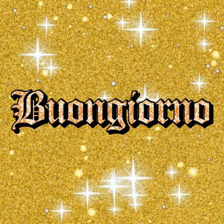 Buongiorno, biglietto glitter 1 con brillantini